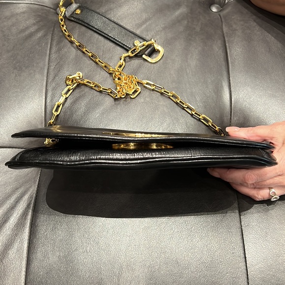 Tory Burch Reva Logo Black Crossbody Bag Gold Chain Leather Handbag w/ D… - Picture 8 of 8